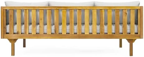 Merax 67.5" Outdoor Patio Daybed 3 Seater Sofa Bed, Acacia Wood Frame - Image 6