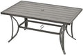Patio Dining Table for 6, Large Rectangle 60"×36.2", Patio Aluminum Slat Dining by HAPPATIO