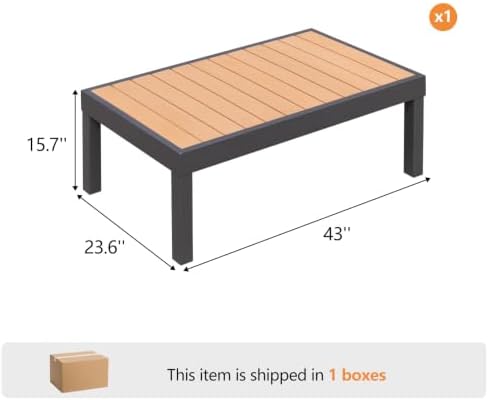 Outdoor Side Table, Aluminum Frame Patio End Table - Image 2