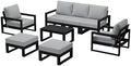 Rockaway 8-Piece Modern HDPE Outdoor Patio Furniture Conversation Set by Costaelm