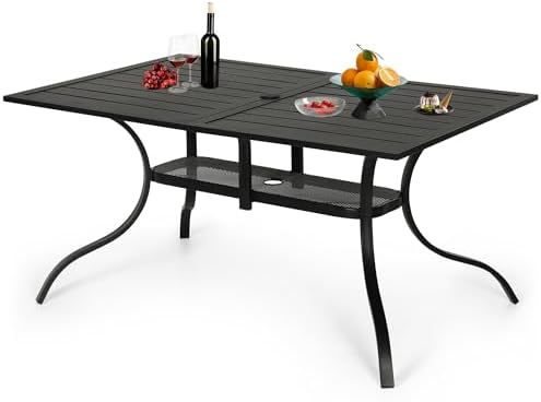 Oakcloud 60"x36" Patio Dining Table, Outdoor Metal Rectangular Table Patio by OckcloudPatioFurniture