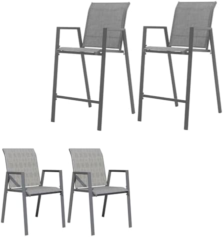 Outdoor Bar Stools Set of 4, Stackable Patio Bar Chairs, Bistro Chairs by Seekverse
