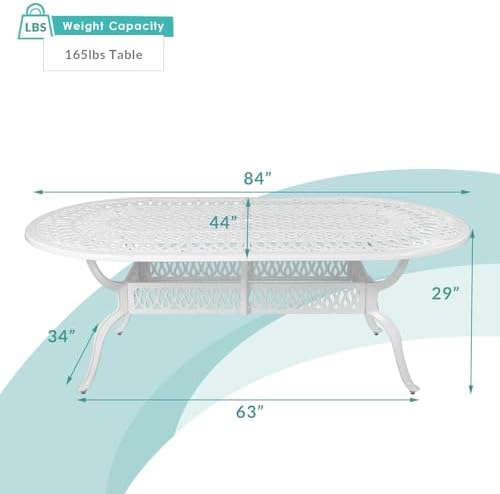 84"x44" Cast Aluminum Patio Dining Table, Weather-Resistant Large Outdoor - Image 3