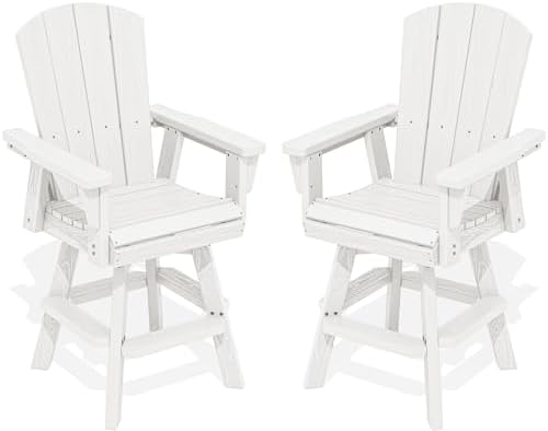SERWALL Swivel Adirondack Barstools Set of 2, HDPE Outdoor Swivel Bar Chairs by SERWALL