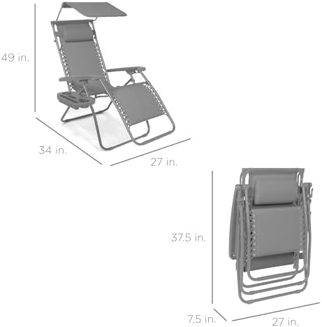 Best Choice Products Zero Gravity Chair Recliner w/ Canopy Shade - Image 2