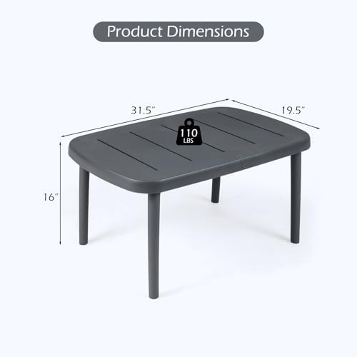 Tangkula Outdoor Coffee Table, Patio Tea Side Table - Image 2