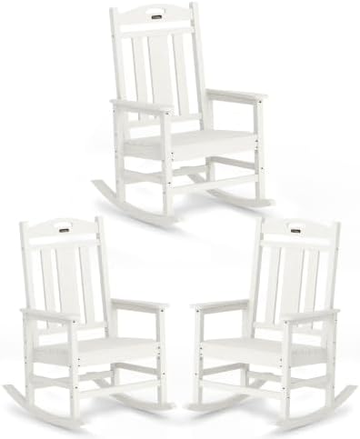 Oversized Outdoor Rocking Chairs Set of 3, 380lbs Heavy-Duty Large Patio Rocker by CIOKEA