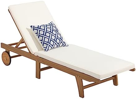Patiorama Patio Acacia Wood Chaise Lounge Chair, Pool Chair - Image 3