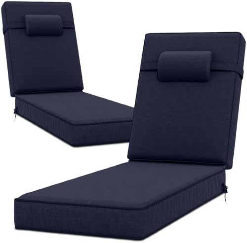72 x 21 x 4 Inch Olefin Chaise Lounge Cushions, Lounge Chair Cushions by Unknown