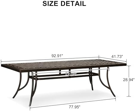 PURPLE LEAF Outdoor Cast Aluminum Dining Table 92.91" - Image 3