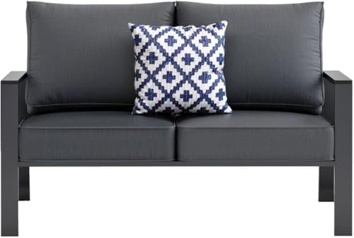 Aluminum Outdoor Loveseat, Oversized Patio Couch, Modern Sofa All Weather Metal by knocetx