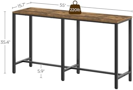 55" Long Bar Table, Counter Bar Height Table, High Top Table, Rectangular - Image 3