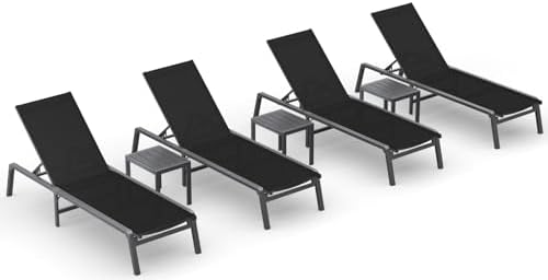 Ciokea Aluminum Foldable Lounge Chairs Set of 4 by CIOKEA
