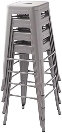 Amazon Basics Metal Bar Stools, Dark Grey by AmazonBasics