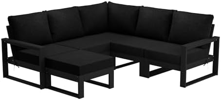 Rockaway 6-Piece Outdoor Patio Corner Sectional Sofa Conversation Set by Costaelm