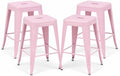 24 Inch Pink Metal Counter Stools by Unknown