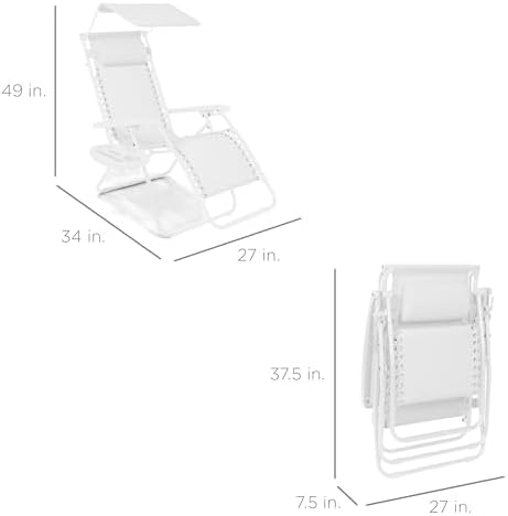 Best Choice Products Zero Gravity Chair Recliner w/ Canopy Shade - Image 2