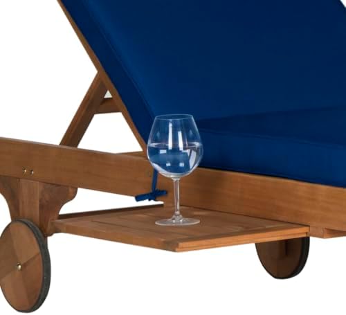SAFAVIEH Outdoor Collection Newport Natural/ Navy Cushion Built-in Side Table - Image 7