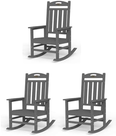 Outdoor Rocking Chairs Set of 3, Oversized Rocking Chair, All Weather by Suunyn
