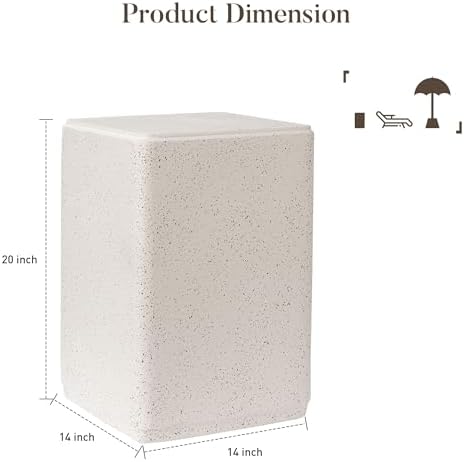 COSIEST 14" Outdoor Side Table, Square Concrete End Table - Image 2