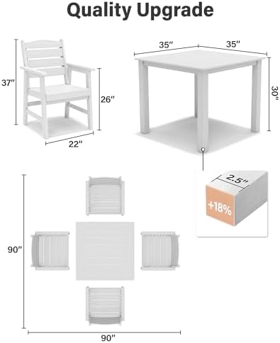 YEFU Outdoor Patio Table, All-Weather HIPS, Sturdy Aluminum Frame - Image 2