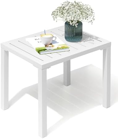 Aluminum Outdoor Side Table, Small Patio Coffee Bistro End Table by CrestliveProducts