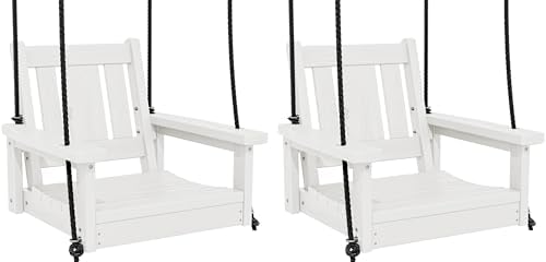 SERWALL HDPE Single Porch Swing Set of 2, Heavy Duty Single Person Swing Chair by SERWALL