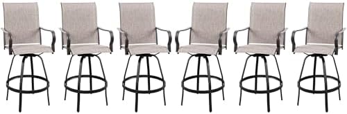 Vongrasig 6 Piece Patio Swivel Bar Chairs, All Weather Metal Textile High by Vongrasig