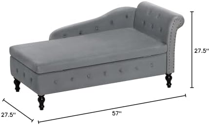 Velvet Chaise Lounge w/Right Armrest & Storage Space - Image 2