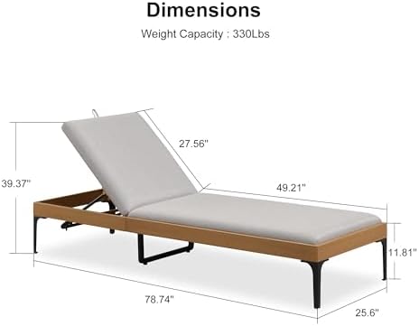 PURPLE LEAF Outdoor Chaise Lounge Chair 1 Piece - Image 2