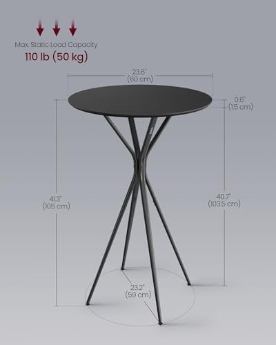 VASAGLE Set of 2 Bar Table, Round Cocktail Table, Metal Frame - Image 2