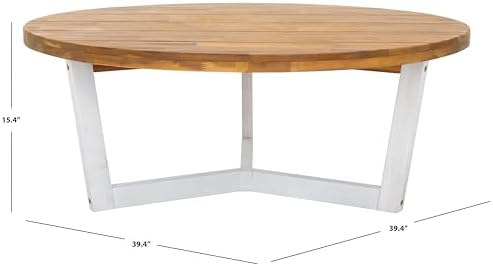SAFAVIEH Outdoor Leo Wood Coffee Table, 39.4" Natural/White PAT7319A - Image 3