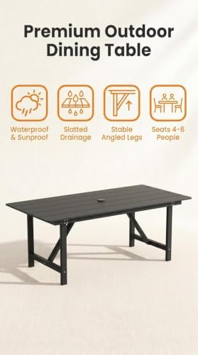 67'' HDPE Outdoor Dining Table for 6 Rectangular Patio Table for Yard Deck - Image 7
