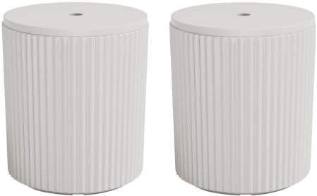 SERWALL Round Outdoor Umbrella Side Table Set of 2 by SERWALL