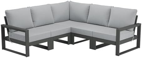 Rockaway 5-Piece Outdoor Patio Corner Sectional Sofa Conversation Set by Costaelm