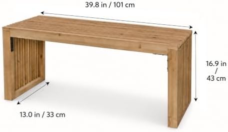 SwallowLiving Solid Wood Slatted Bench 40" Farmhouse Entryway Seat - Image 2