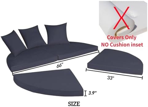 Outdoor Round 66" Daybed Replacement 4 in 1 Cushion Cover - Image 3