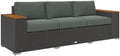 Outsunny 3-Seat Outdoor Patio Sofa Couch 24.5" Wide Deep Seats Dark Gray by Outsunny