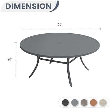 VICLLAX 63" Outdoor Patio Dining Table - Image 3