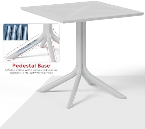 Patio Dining Table for 4, Square PP Patio Table, 4-Person Weather Resistant - Image 4