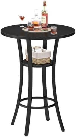 Round Bar Table, 2-Tier High Top & Counter Height Dining Table, Small Kitchen by Choezon