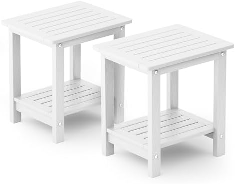 YEFU Outdoor Side Table Set of 2, Weather Resistant HIPS by YEFU