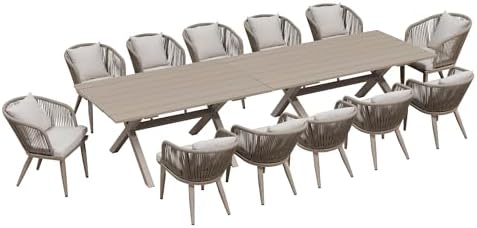 PURPLE LEAF Patio Dining Set for 12 Rectangular Table and Chairs by PURPLELEAF