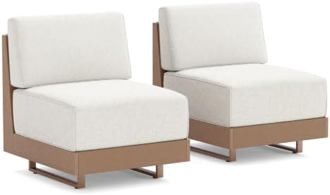 Sophia & William HDPE Outdoor Sectional Sofa Set of 2, 8.7" Beige Cushion by SophiaWilliam