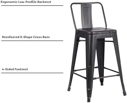 AC Pacific 24” Metal Barstool Set of 4 – Country Rustic Style - Image 5