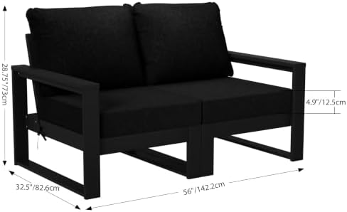 Rockaway Outdoor HDPE All-Weather Modern Patio Loveseat - Image 2