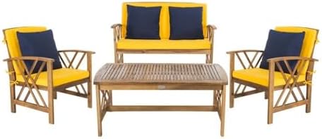 SAFAVIEH Outdoor Fontana 4-Piece Patio Sectional Sofa Set, 40.2" PAT7008D by Unknown