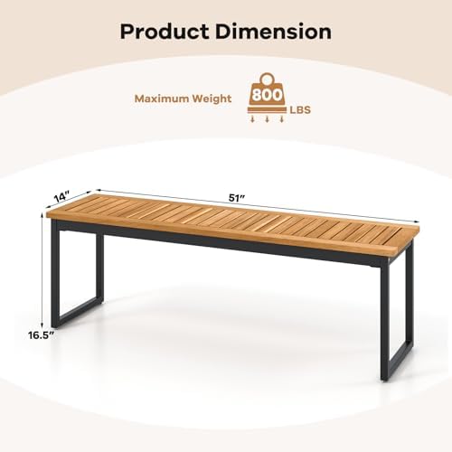 Tangkula Wood Outdoor Bench, Backless Dining Bench - Image 3