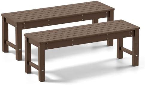 48” HDPE Outdoor Bench, 2-Person Backless Garden Bench by PsilvamGardenFurniture