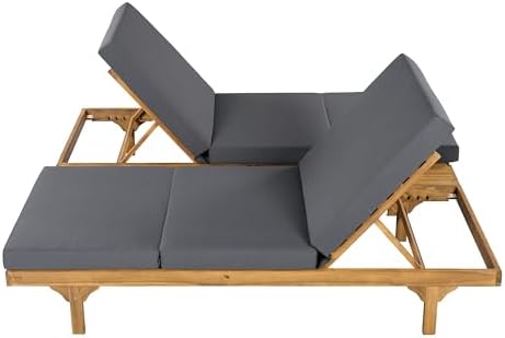 Christopher Knight Home Acacia Wood Chaise Lounge Chair Set of 2, Double/Single - Image 7